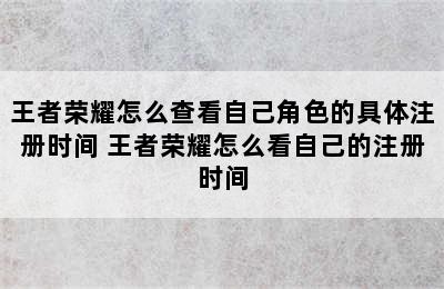 王者荣耀怎么查看自己角色的具体注册时间 王者荣耀怎么看自己的注册时间